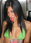 Raven Riley green bikini stripping